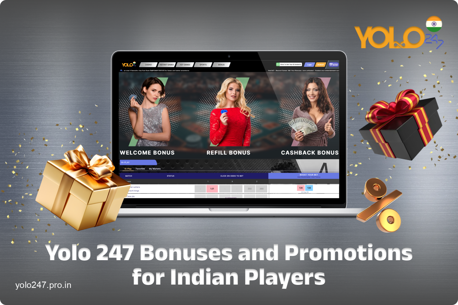 Gambling platform Yolo247 offers a number of promotional offers and bonuses to enhance the gaming experience of its users in India
