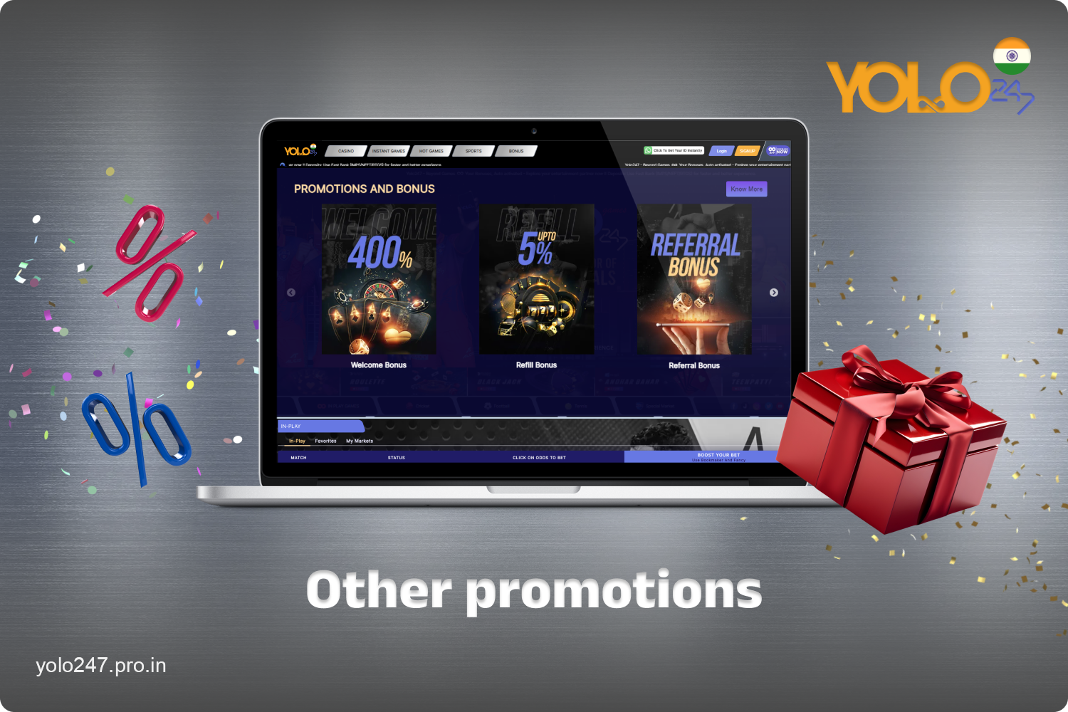 Yolo247 website offers many promotions and bonuses for its players in India