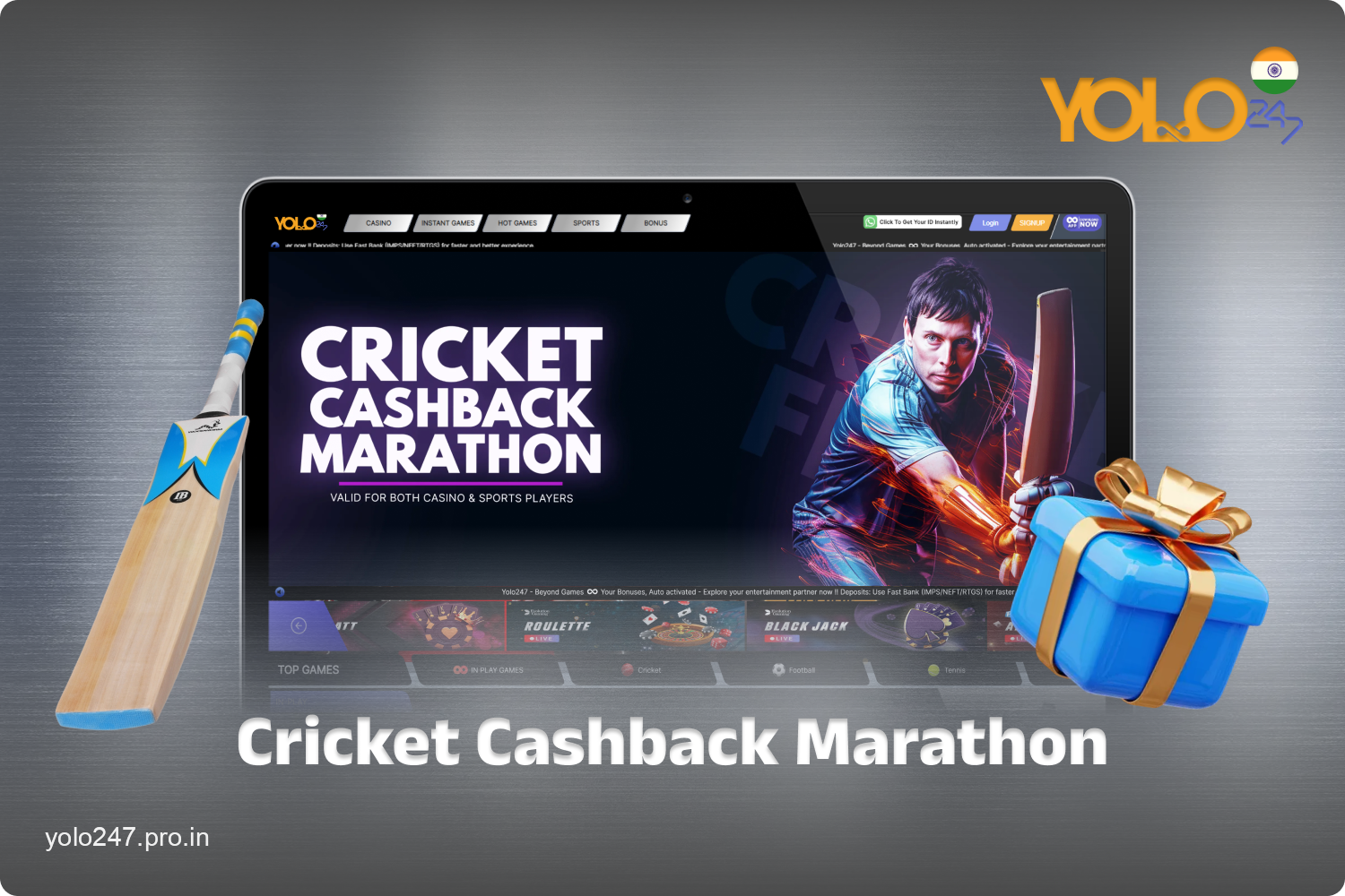 The Cricket Cashback Marathon at Yolo247 promotion allows cricket bettors to earn cashback on their bets